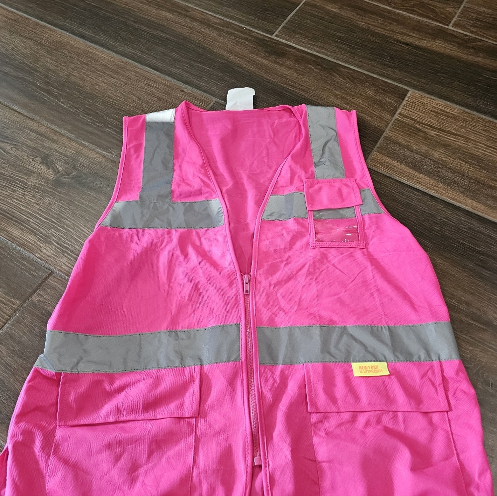 Pink Safety Vest with Reflective Stripes